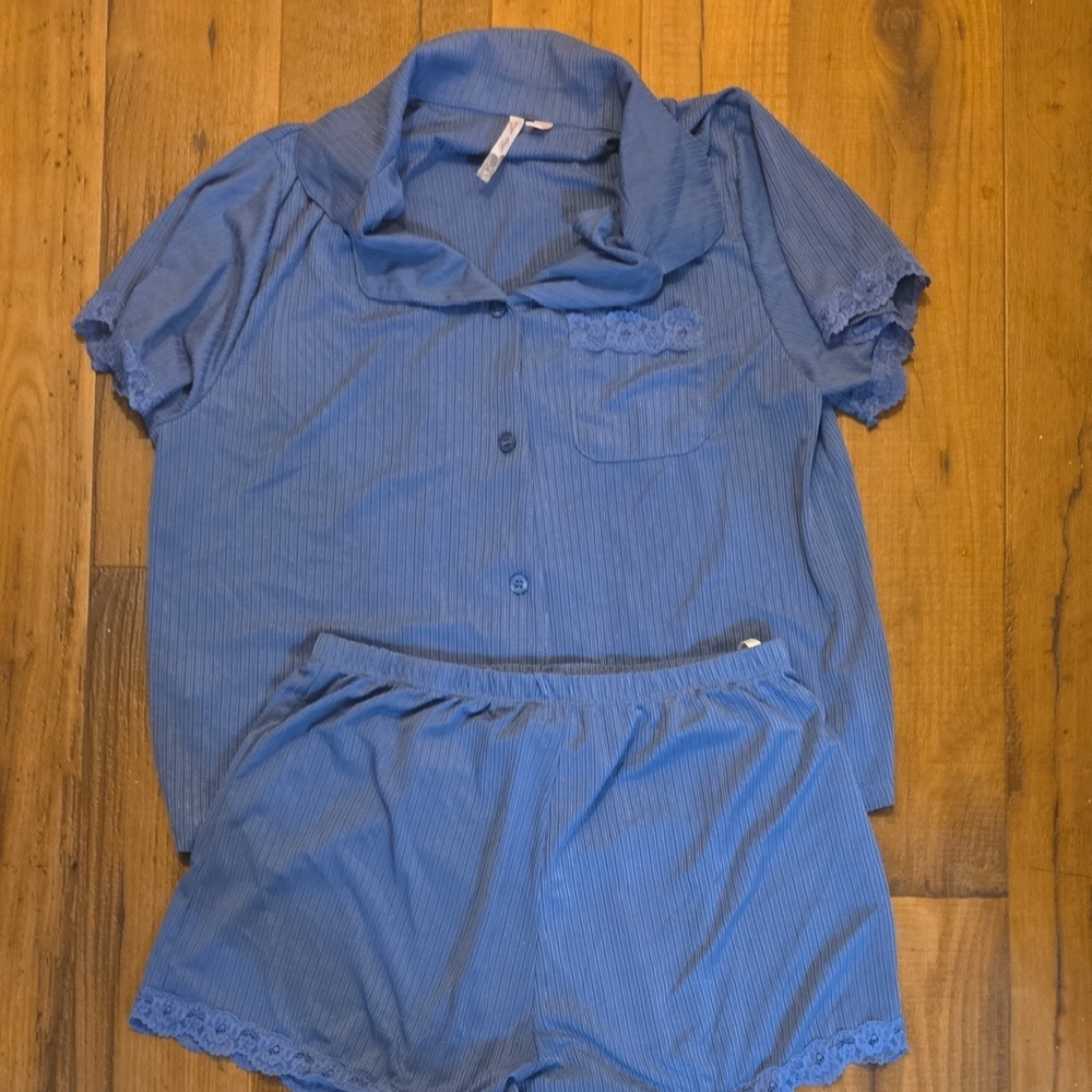 Blue Short-Sleeve Pajama Set Intimates & Sleepwear
